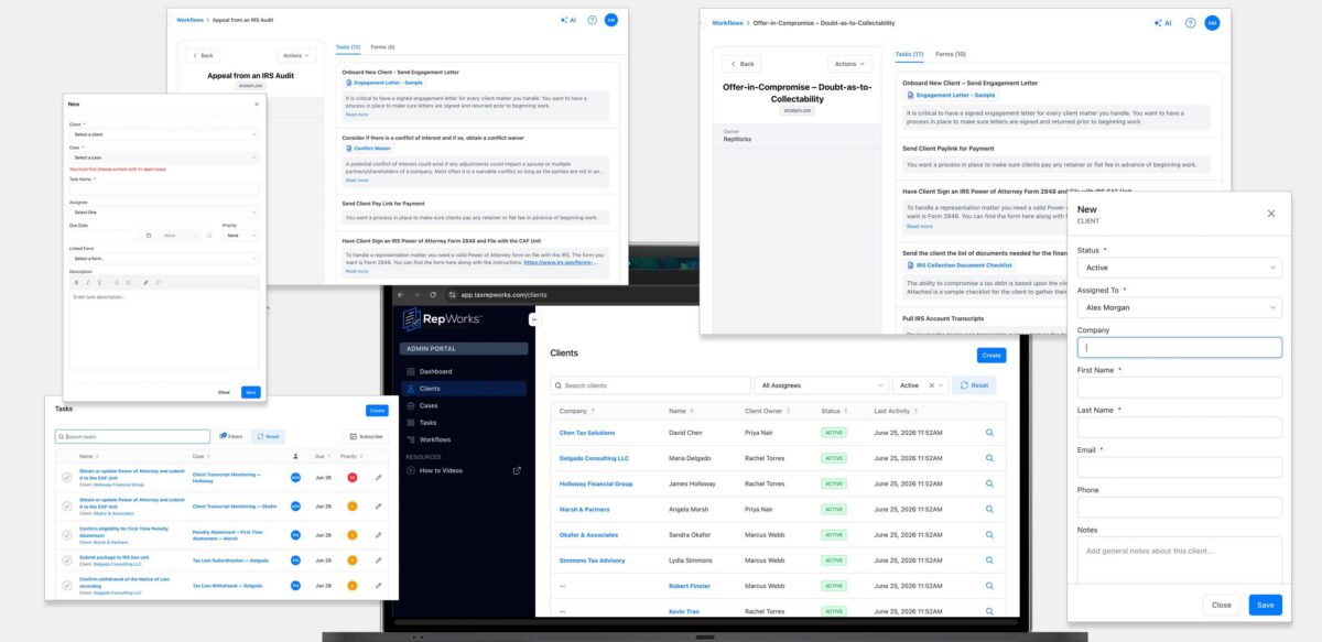 The RepWorks dashboard